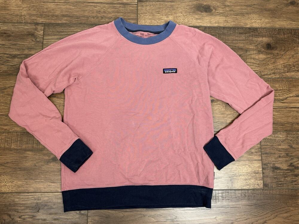Patagonia P-6 Label Organic Crew Sweatshirt Womens Medium Outdoors Pink Hiking